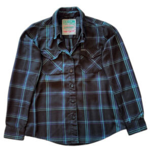 Dixxon | "The Shreddy" Teal & Black Long Sleeve Women's Flannel Size Small